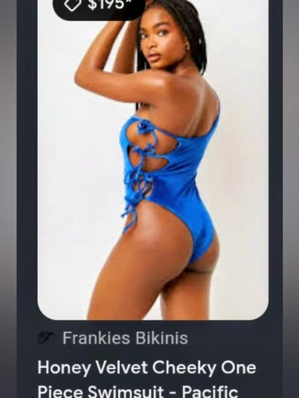 Frankie's Bikinis NWT SZ L Honey Velvet Cheeky One Piece - Pacific Side Cut Ties